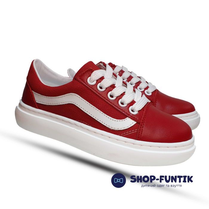 Кроссовки Tofino красные с белой полосой 1136