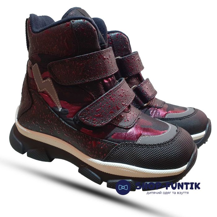 Ботинки Kidmen бордовые с напылением 535