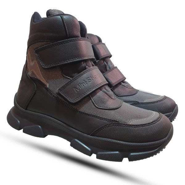 Ботинки Kidmen черные с серым  548