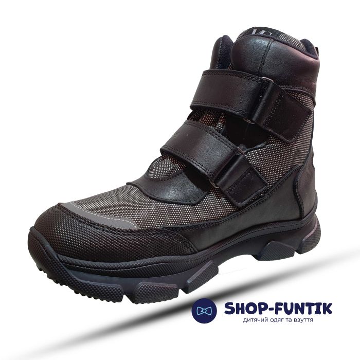 Ботинки Kidmen черные с серым  548