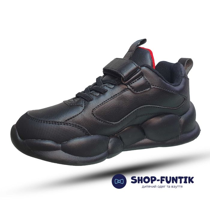 Кроссовки Flamingo черные с красной полосой 2541