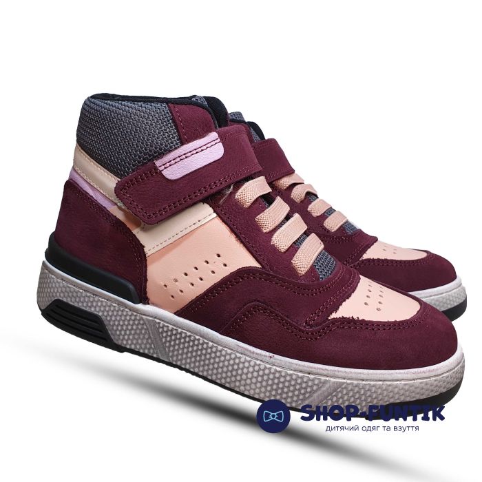 Ботинки Toddler бордовые с розовым 5095
