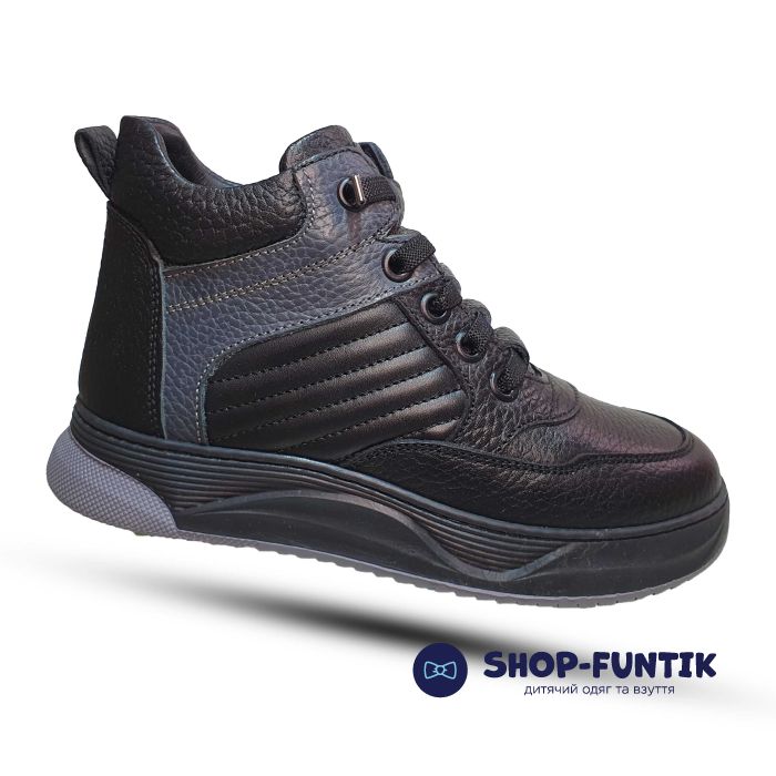 Ботинки Tunel черные с серой вставкой 4440