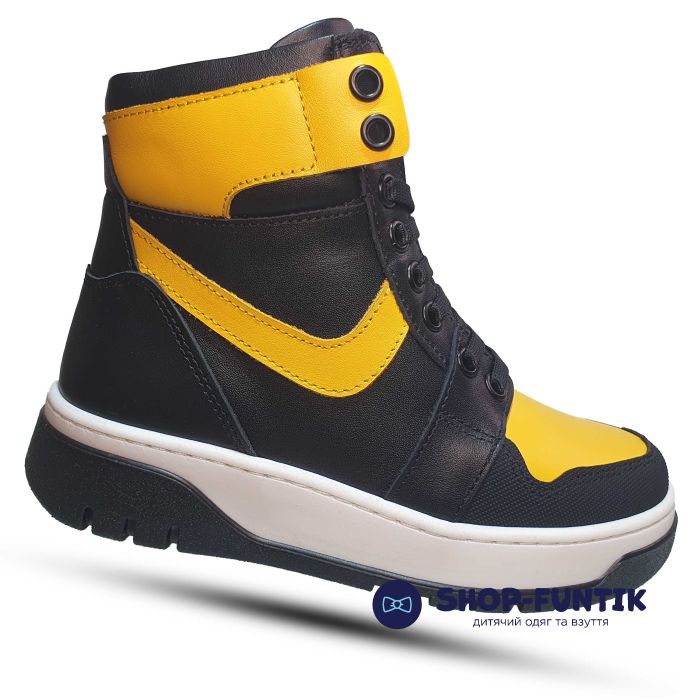 Ботинки Tomini черные с желтым 0157