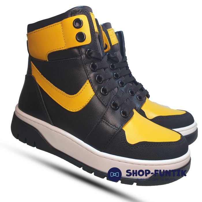 Ботинки Tomini черные с желтым 0157