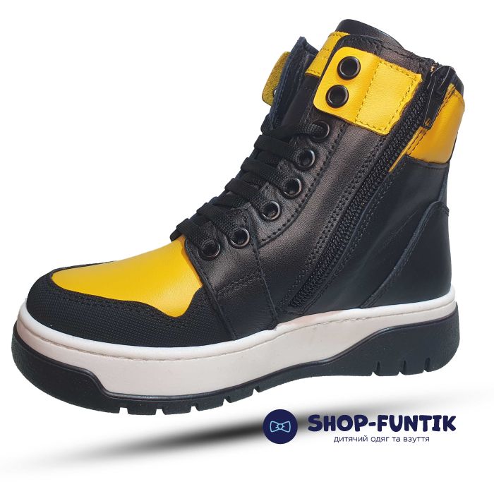 Ботинки Tomini черные с желтым 0157
