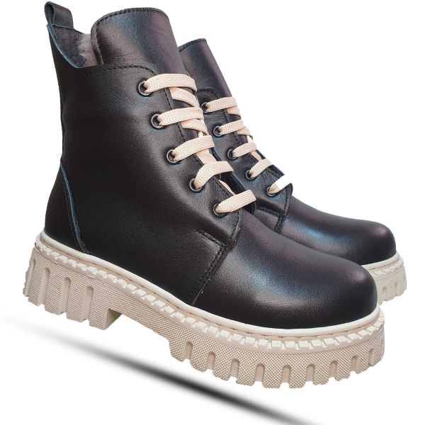 Ботинки Tomini черные на бежевой подошве 1811