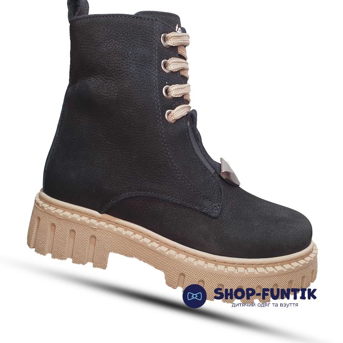 Ботинки Tomini черные с короткой шнуровкой 12.06