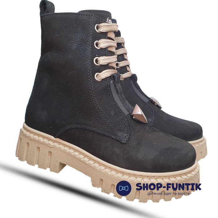 Ботинки Tomini черные с короткой шнуровкой 12.06