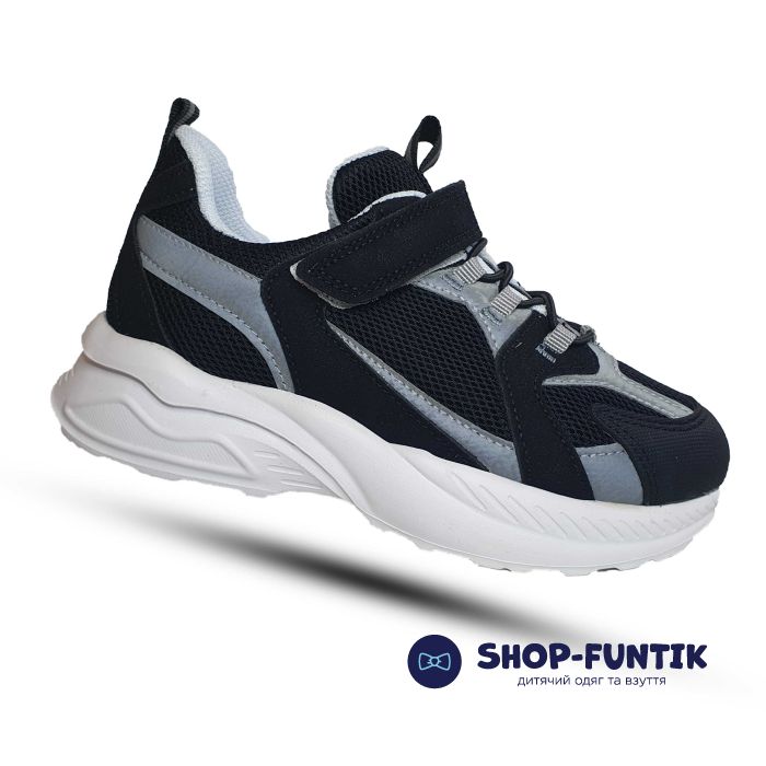 Кроссовки Toddler черные с белым сетка 970