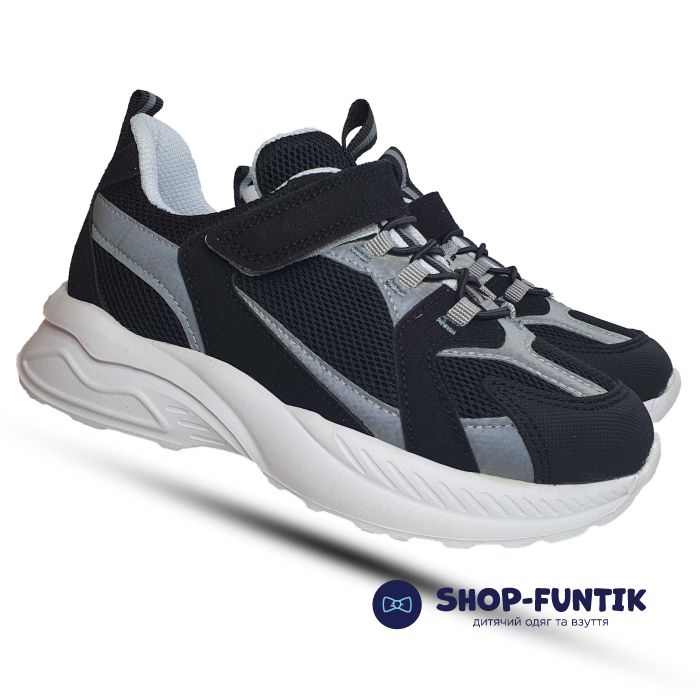 Кроссовки Toddler черные с белым сетка 970