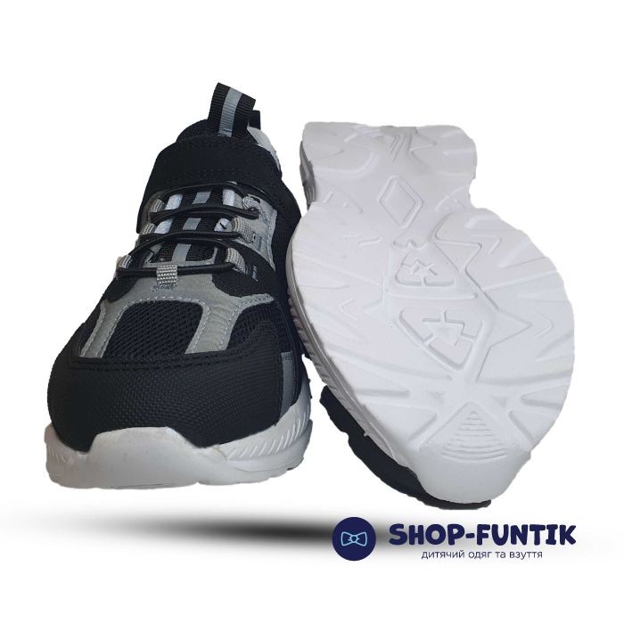Кроссовки Toddler черные с белым сетка 970