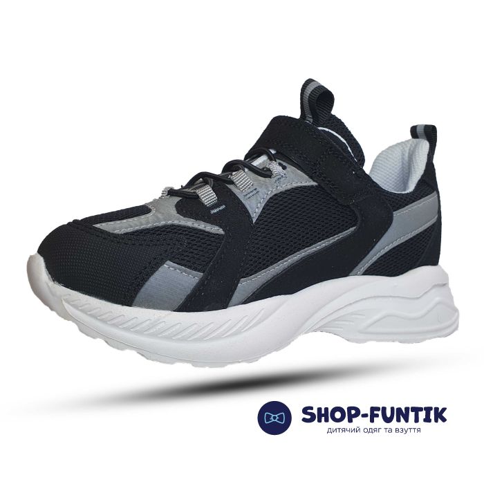 Кроссовки Toddler черные с белым сетка 970