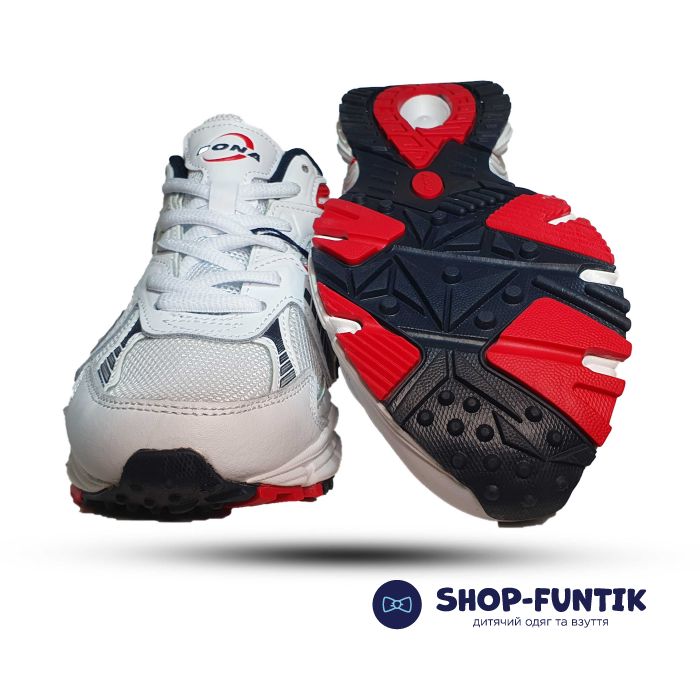 Кроссовки Bona белые с красным 918 (сетка)