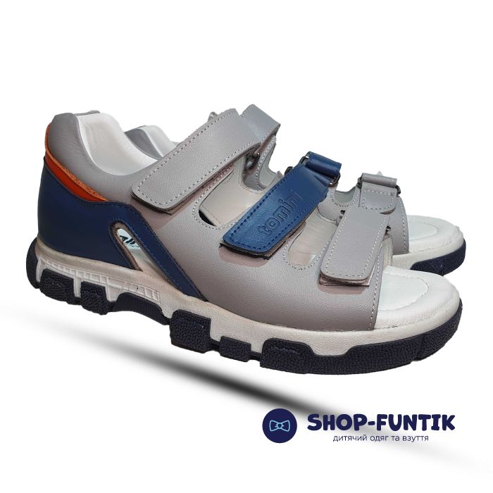 Сандалии Tomini  серые с синим 025