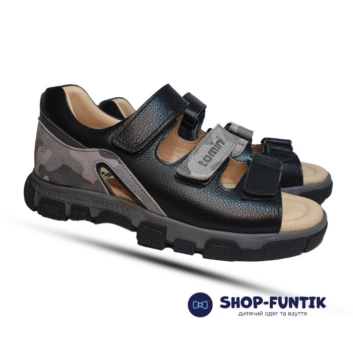 Сандалии Tomini черные с серым 218