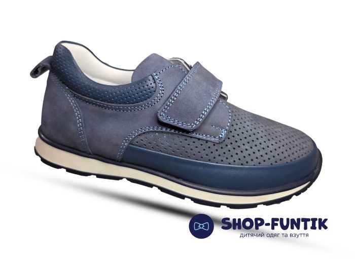 Мокасины Polipeys синие со сквозной перфорацией1049