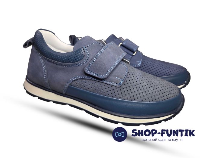 Мокасины Polipeys синие со сквозной перфорацией1049