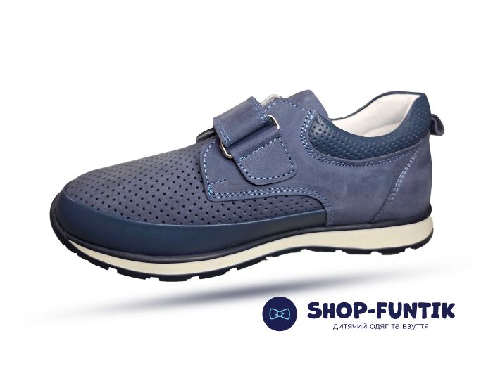 Мокасины Polipeys синие со сквозной перфорацией1049