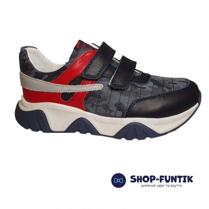 Кроссовки Panda синие с красными и серыми вставками 022