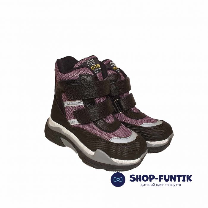 Ботинки Minicolor бордовые меховые 2591