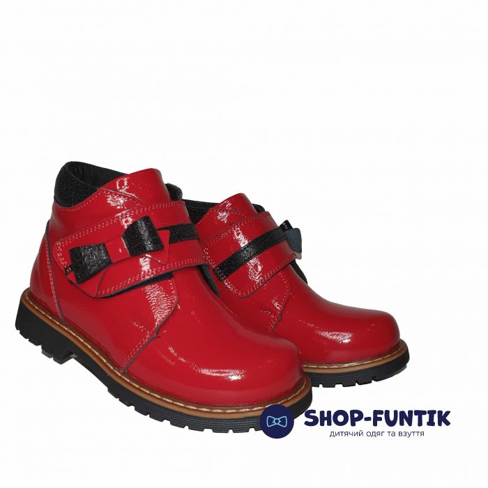 Ботинки Panda красные с широкой  липучкой 012013