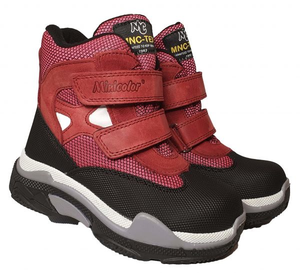 Ботинки Minicolor бордовые на липучках 2591