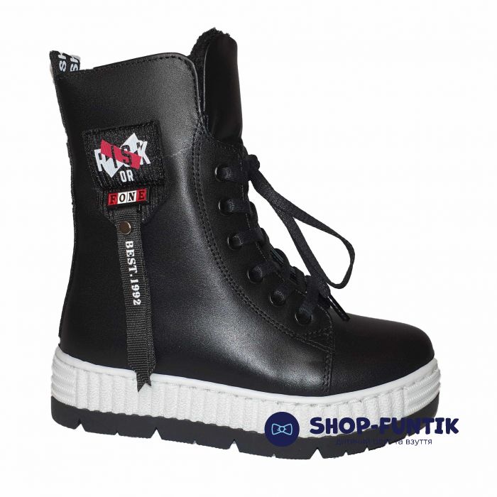 Ботинки Panda черные на высокой подошве 006698