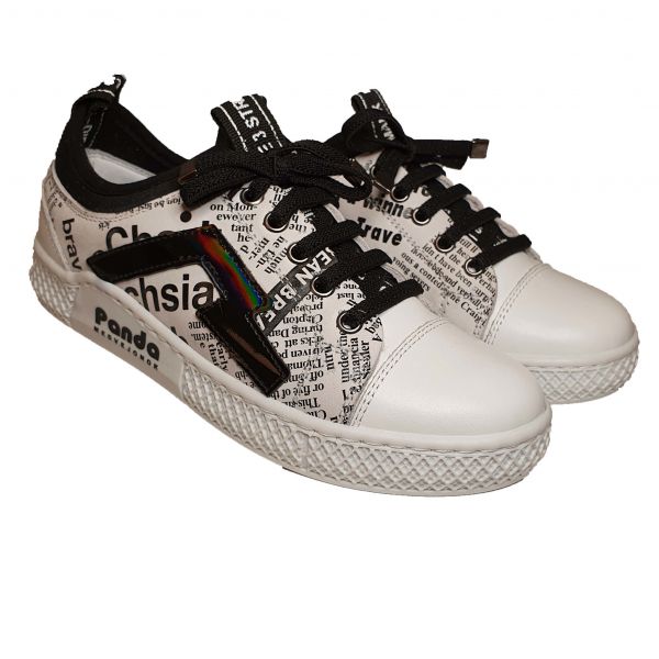 Слипоны Panda белые с принтом  005