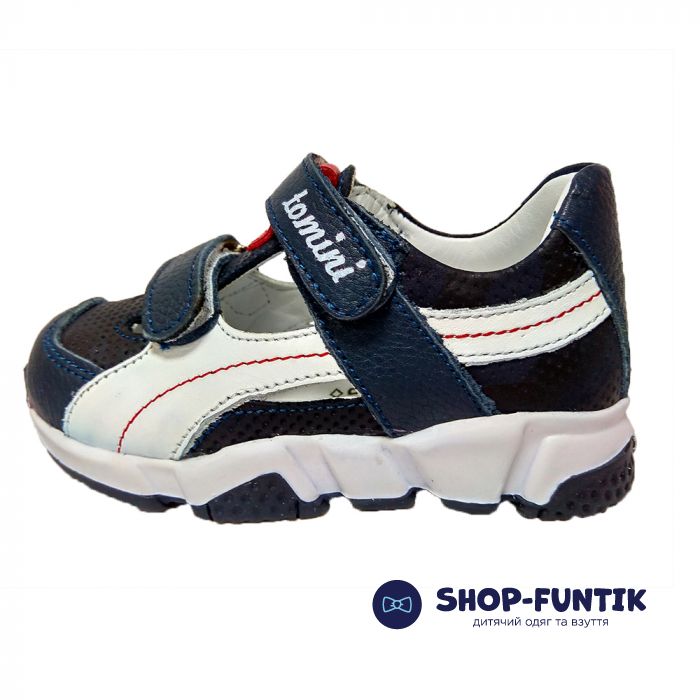 Кроссовки Tomini синие с белыми вставками открытые 3007,144