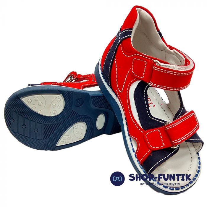Сандалии Tunel красные с синими вставками 1253-1-