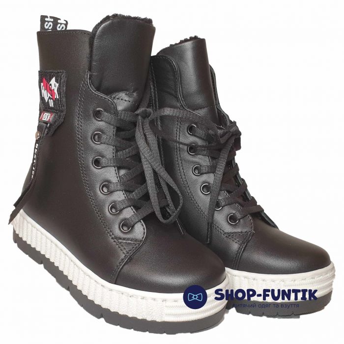 Ботинки Panda черные на высокой подошве 006698