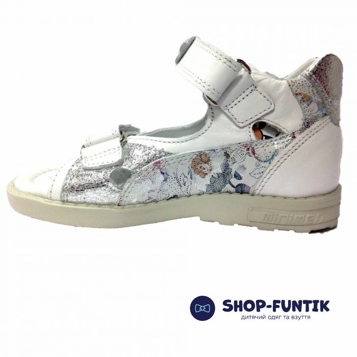 Сандалии Minimen белые с цветочным принтом