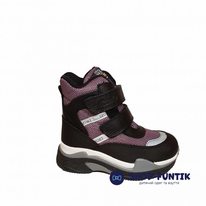 Ботинки Minicolor бордовые меховые 2591