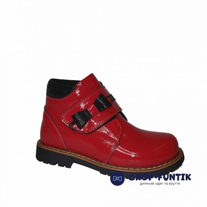 Ботинки Panda красные с широкой  липучкой 012013