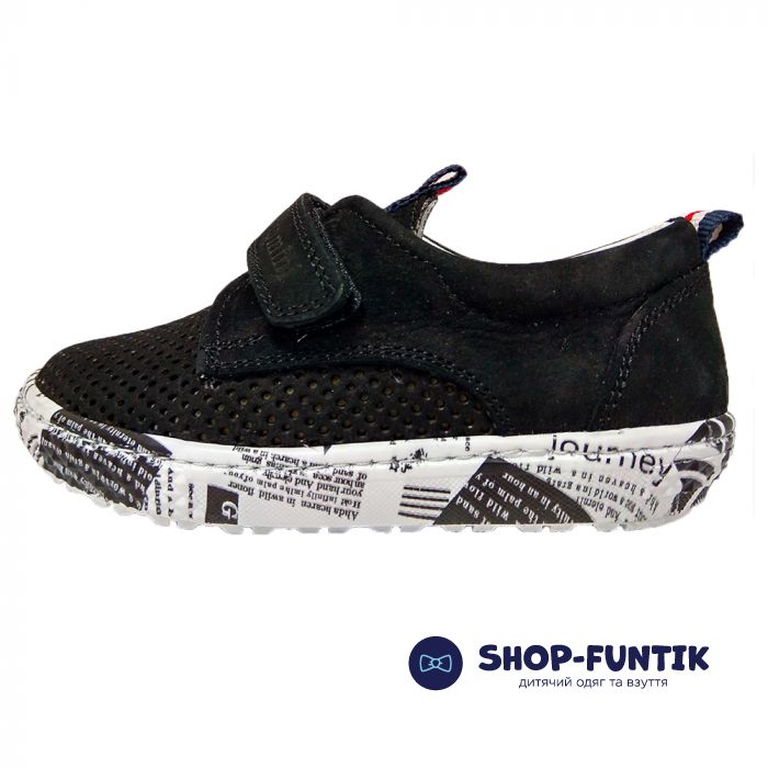 Мокасины Tomini черные на липучке с перфорацией 27,1