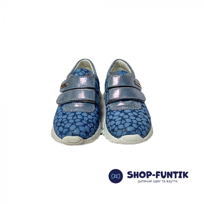 Кроссовки Panda голубые с цветочным оттиском