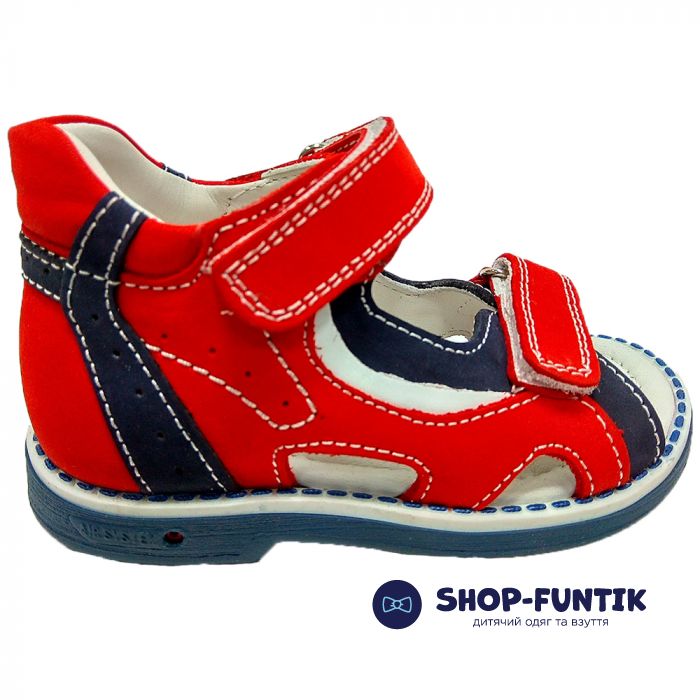 Сандалии Tunel красные с синими вставками 1253-1-
