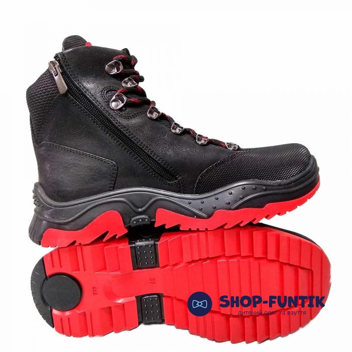 Ботинки  Panda красно-черные на шнуровке 39.2