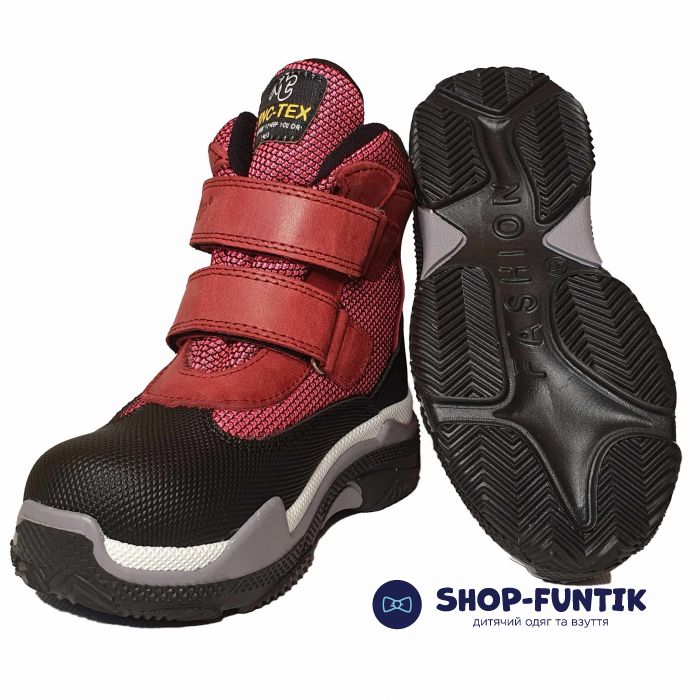 Ботинки Minicolor бордовые на липучках 2591