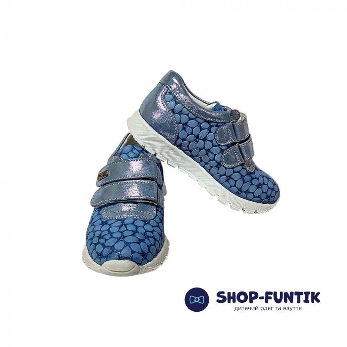 Кроссовки Panda голубые с цветочным оттиском