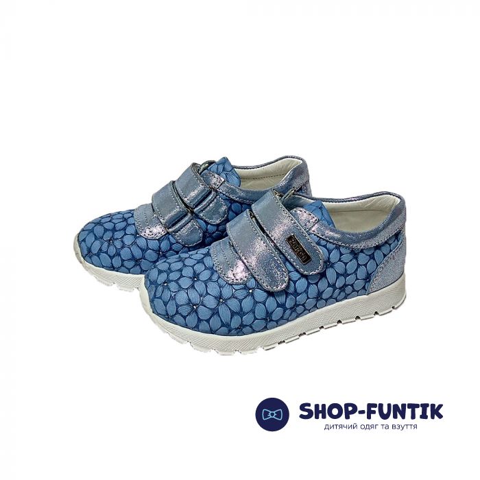 Кроссовки Panda голубые с цветочным оттиском