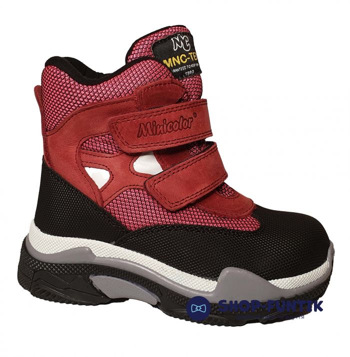 Ботинки Minicolor бордовые на липучках 2591