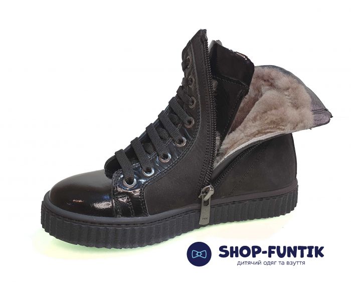 Ботинки Tunel  черные украшены стразами и камушками 1873