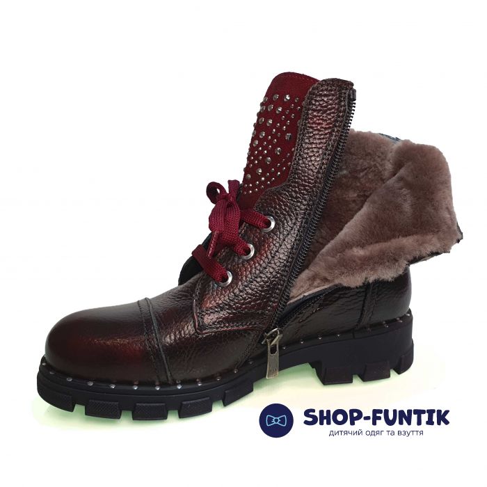 Ботинки Tunel бордо со стразами 7752