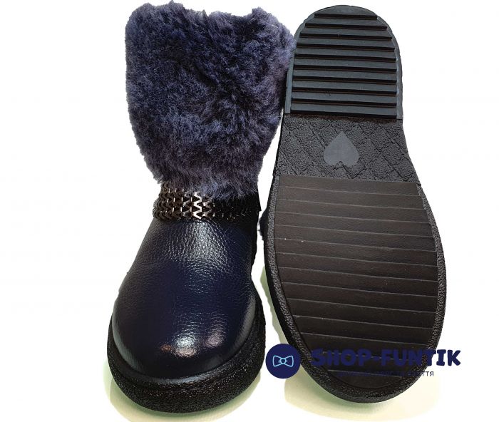 Угги Tunel темно-синие со стразами на голенище 1229