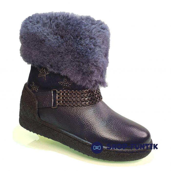 Угги Tunel темно-синие со стразами на голенище 1229
