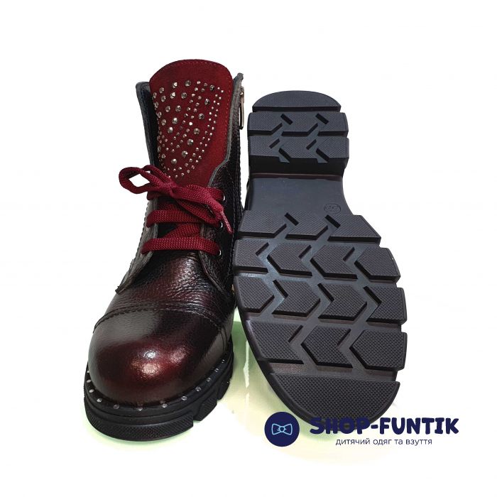 Ботинки Tunel бордо со стразами 7752