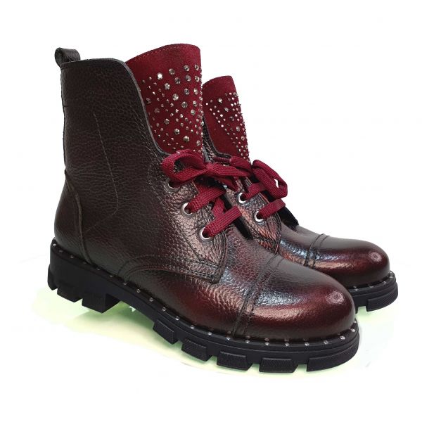 Ботинки Tunel бордо со стразами 7752