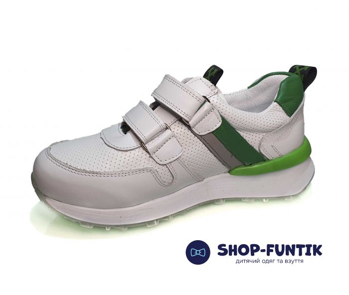 Кроссовки Panda белые с зелеными вставками 700302